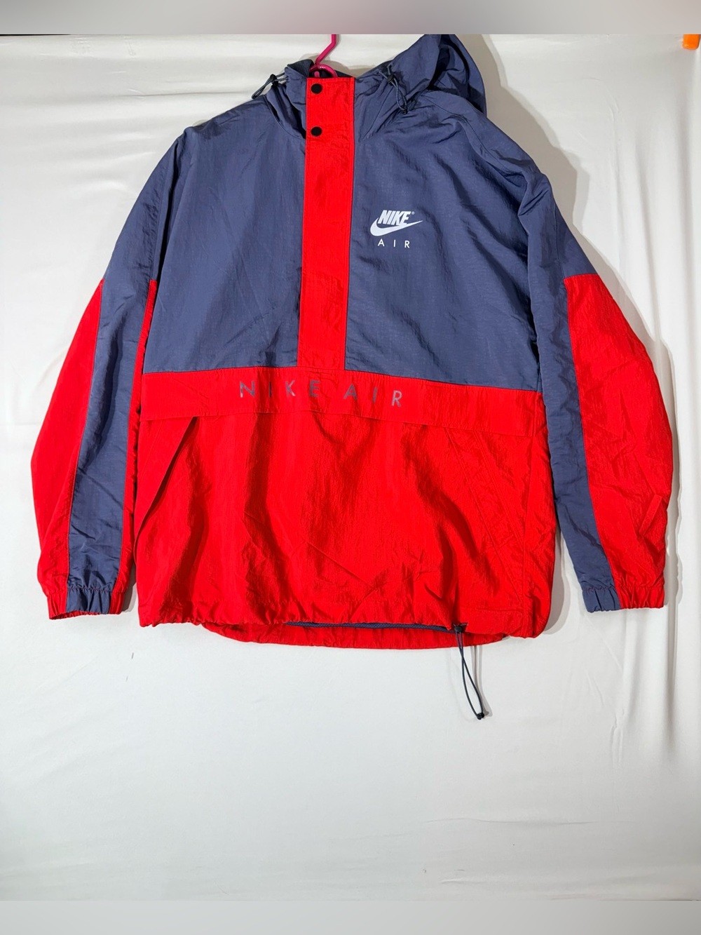 Vintage 90s Nike Air Colorblock Hooded anorak Windbreaker Jacket in Red/Navy L